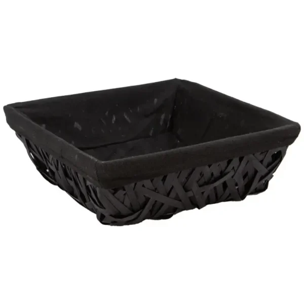 KORI musta puinen neliö kori + kangas iso 30x30x10cm