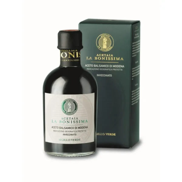 Aceto Balsamico di Modena IGP, Invecchiato, Sigillo Verde 250 ml
-väh 5v
