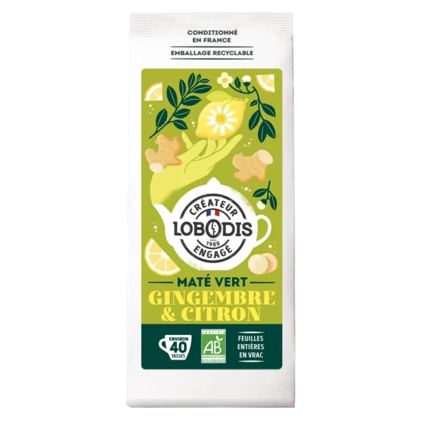 Luomu mate tee sitruuna inkivääri 70g