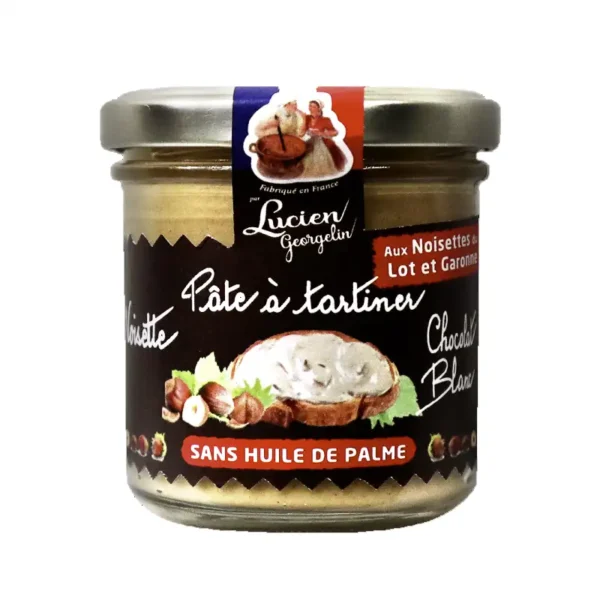 Valkosuklaa-hasselpähkinälevite, ei palmuöljyä 150g