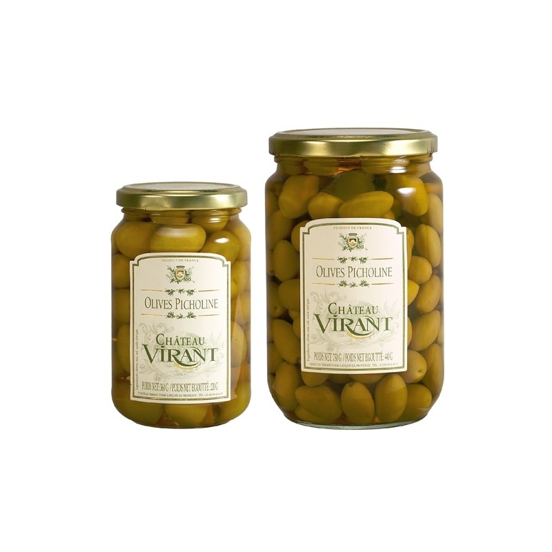 Picholines -vihreät oliivit, Chateau Virant, 240 g - Image 2